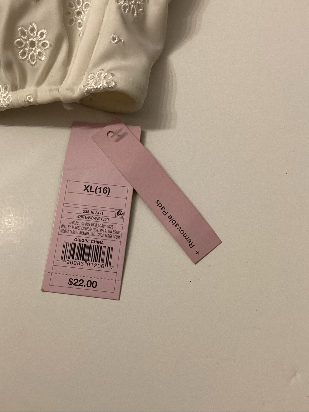 Target Cream Eyelet Ruffle-Trim Cropped Top - Picture 2 of 8